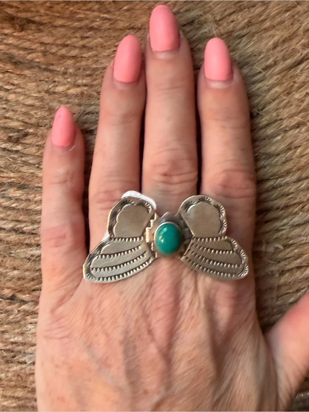 Rick Enriquez Navajo Handcrafted Sterling Silver Butterfly Turquoise Stone